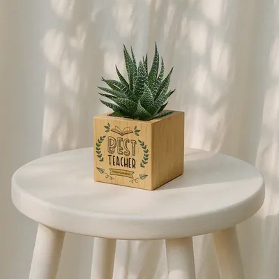 Teacher Gifts Succulent Naturacube with Flowerpot