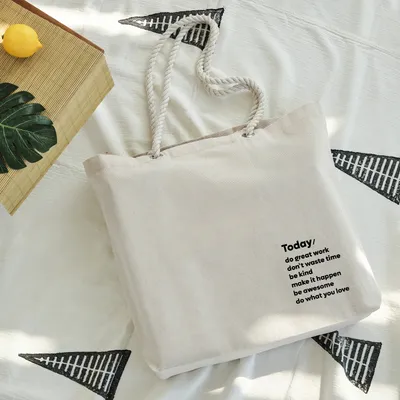 Today Motivational Message Canvas Tote Bag for Women