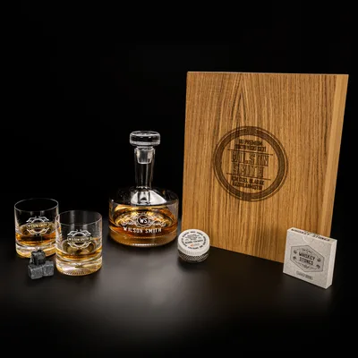 Tokyo Personalized Whiskey Set with Wooden Gift Box
