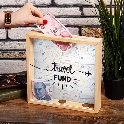 Travel Fund Design Wooden Money Box