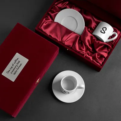 Turkish Coffee Cup Set with Initials and Message