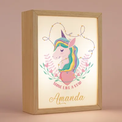 Unicorn Design Personalized Wooden LED Night Lamp