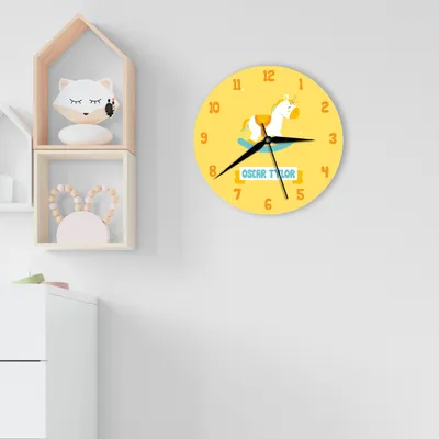 Unicorn Designed Personalized Wall Clock for Nursery Room