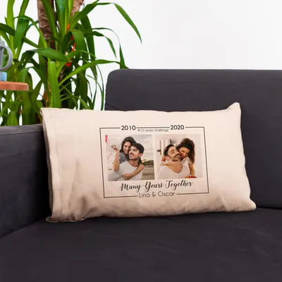 Valentine's Gift 10 Years Challenge Photo Printed Pillow