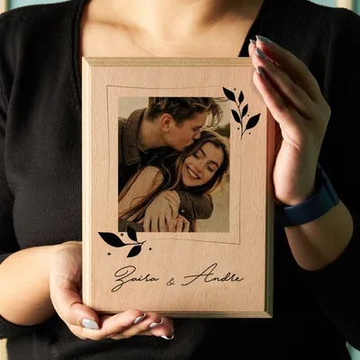 Personalized Wooden Photo Block as Anniversary Gift for Couple