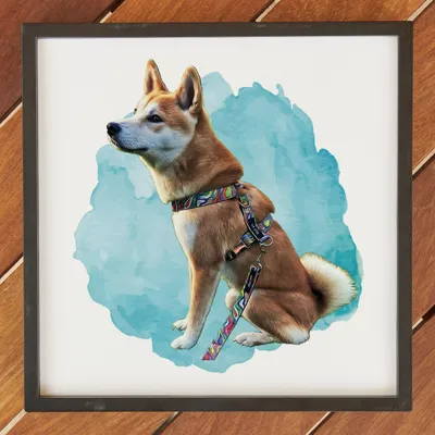 Memorial Pet Gift Personalized Watercolor Effect Photo Painting with Self Adhesive Frame