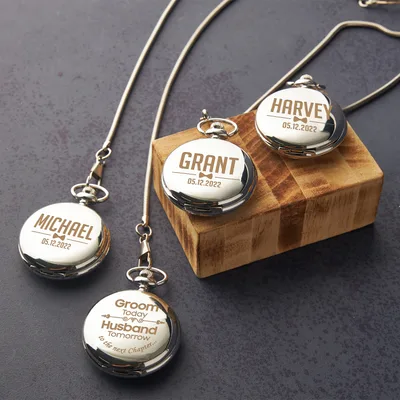 Wedding Gifts for Groom Personalized Pocket Watch with Special Message