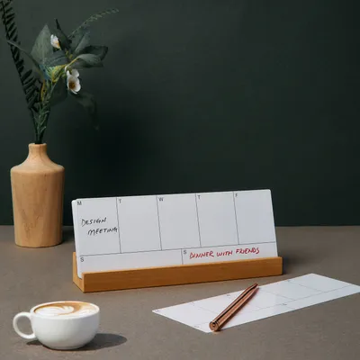 Weekly Planner Notepad with Wooden Stand