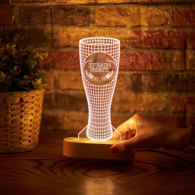 Weizenbier Design 3D Beer Glass Personalized LED Lamp