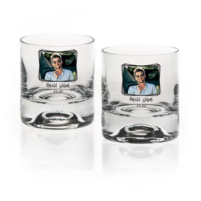 Whiskey Glass Set of 2 with Photo and Name Customization