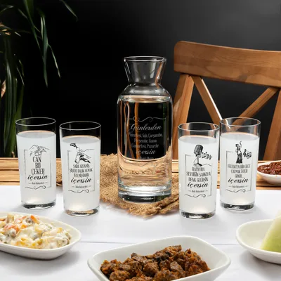 Witty Raki Glass and Carafe Set for Fun Gatherings