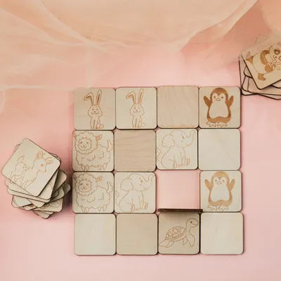 Wooden Animal Memory Matching Game for Kids