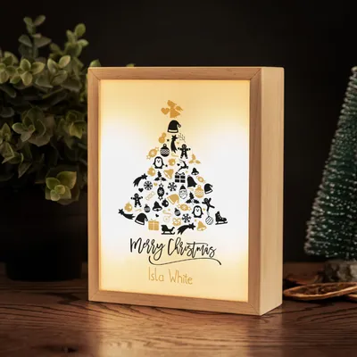 Wooden Decorative LED Lamp with Christmas Tree Design