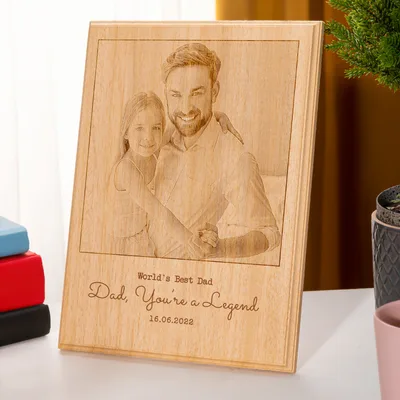 Personalised Father's Day Wooden Photo Frame with Engraving