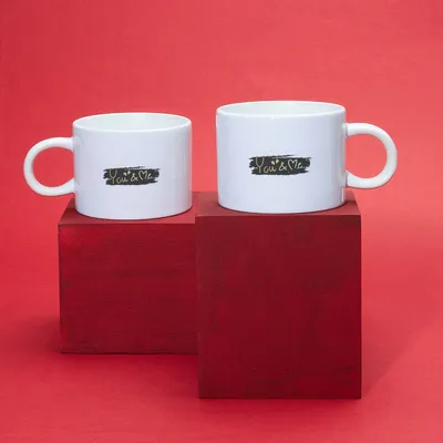 You & Me Designed 2 Piece Lovers Cup Set Gift for Valentine's Day