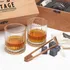30 Years Old Design Wooden Box Glasgov 2x Whiskey Glass and Cooling Stones Set