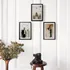 3pcs Self Adhesive Black Photo Frame Set with Mat Bordered Photo Prints