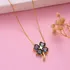 4 Leaf Clover Pendant Gold Plated Becklace with Mystic Topaz Stones