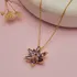 Black Lotus Gold Plated Necklace for Her
