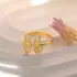 Butterfly Gold Plated Ring with Zirconia Stones