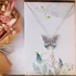 Butterfly Shaped Silver Necklace Gift Set with Wooden Box and Mini Corsage