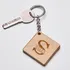 Custom Name Engraved Wooden Square Keychain Gift