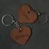 Custom Name Heart Leather Keychain - Set Of 2