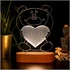 Cute Teddy Bear Holding Heart 3D Led Lamp