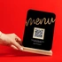 Digital Menu QR Code Design Idea Acrylic Plaque with Wooden Base