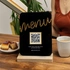 Digital Menu QR Code Design Idea Acrylic Plaque with Wooden Base