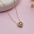 Gold Plated Necklace with Heart Pendant Made of Zirconia Stones