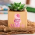 International Women's Day Designed Wooden Pot with Succulent