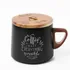 Personalized Coffee Mug with Wooden Lid and Letter Design