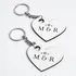 Personalized Heart Initials Keychain Set for Couples