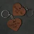 Personalized Heart Leather Keychain Set with Name and Date - Set of 2