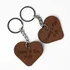 Personalized Heart Leather Keychain Set with Name and Date - Set of 2