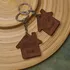 Personalized Home-Shaped Leather Keychains for Couples
