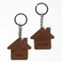 Personalized Home-Shaped Leather Keychains for Couples