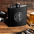 Personalized Monogram Logo Design Stainless Steel Matte Black Hip Flask