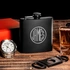 Personalized Monogram Logo Design Stainless Steel Matte Black Hip Flask