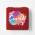 Personalized Red Compact Mirror with Watercolor Name Design