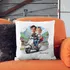 Personalised Scooter Couple Cartoon Cushion