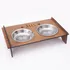 Personalized Wooden Cat Food and Water Bowl with Paw Design