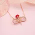 Red Rose Themed Gold Plated Necklace with Infinity Shape