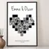 Personalised Romantic Heart Collage Canvas Art 16x24