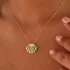 Sea Shell Pendant Gold Plated Necklace with Zirconia Stones