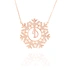 Snowflake with Initial Silver Rose Gold Finish Necklace Pendant