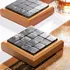 Decorative Whiskey Stone Coaster Set of 4 with Wooden Holder