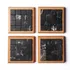 Decorative Whiskey Stone Coaster Set of 4 with Wooden Holder