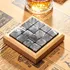 Decorative Whiskey Stone Coaster Set of 4 with Wooden Holder
